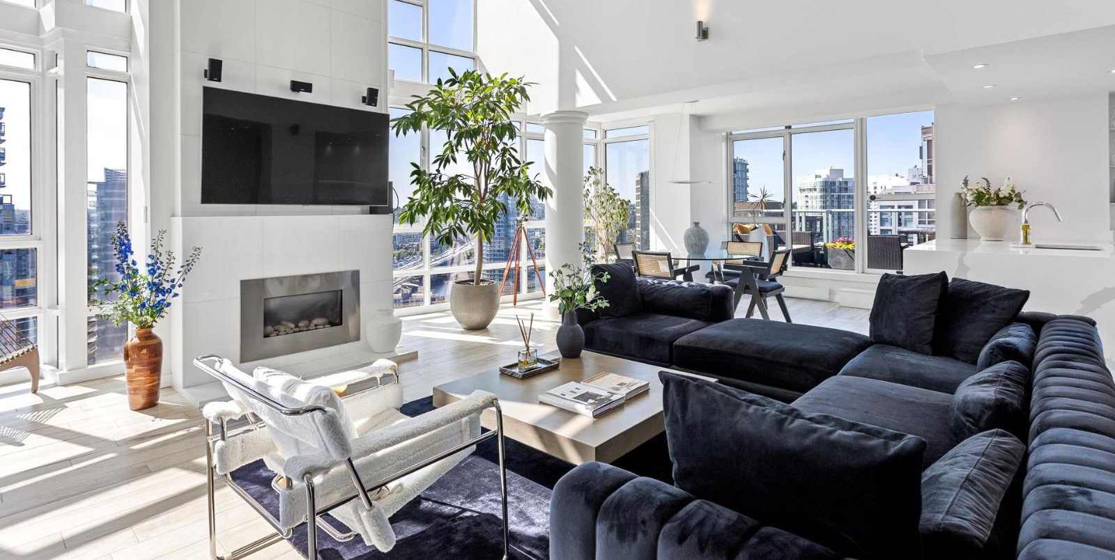 Clean living room in Yaletown Condo